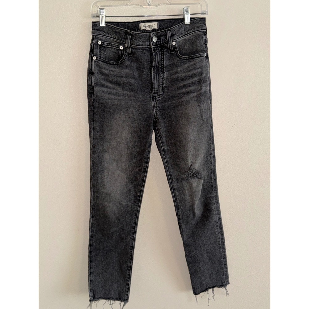 Madewell The Perfect Vintage Jean Black Distressed Raw Hem NA922 Womens 25